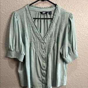 Land End  Green Short Sleeve Blouse size XL